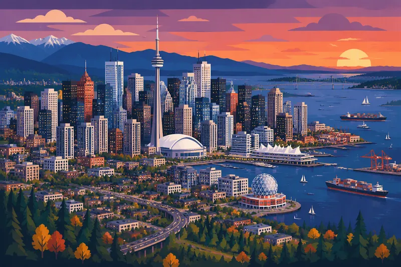 Amerikkalainen suurkaupunki auringonlaskun aikaan Amerikkalainen suurkaupunki auringonlaskun aikaan