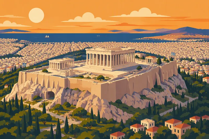 Akropolis-kukkula ja Parthenonin temppeli auringonlaskun aikaan Akropolis-kukkula ja Parthenonin temppeli auringonlaskun aikaan