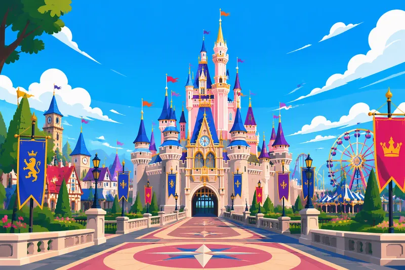 Disneyland Pariisin satulinna aurinkoisena päivänä