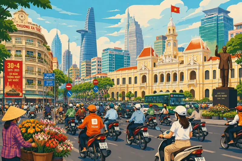 Vilkas kaupunkinäkymä Ho Chi Minh Cityssä Vilkas kaupunkinäkymä Ho Chi Minh Cityssä