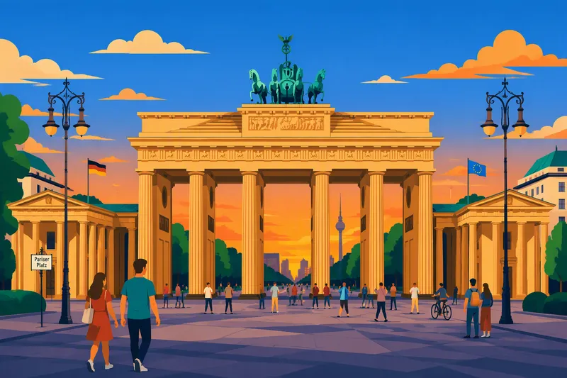 Brandenburgin portti iltavalaistuksessa Brandenburgin portti iltavalaistuksessa