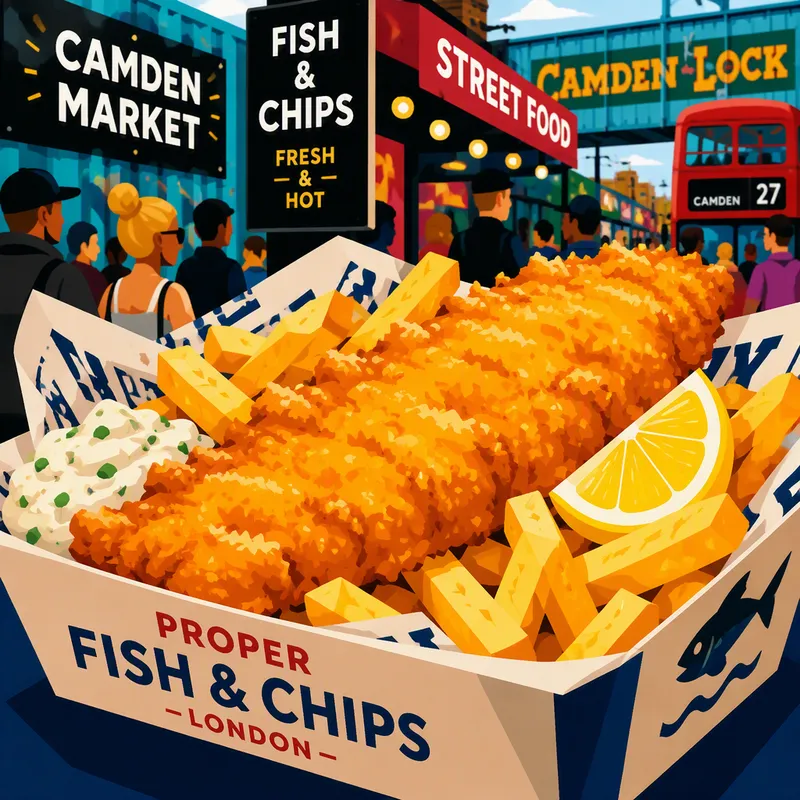 Perinteinen fish and chips annos paperiastiassa
