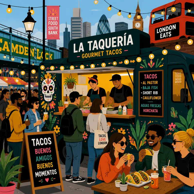 Ruokarekka tarjoilemassa herkullisia tacoja katufestivaaleilla