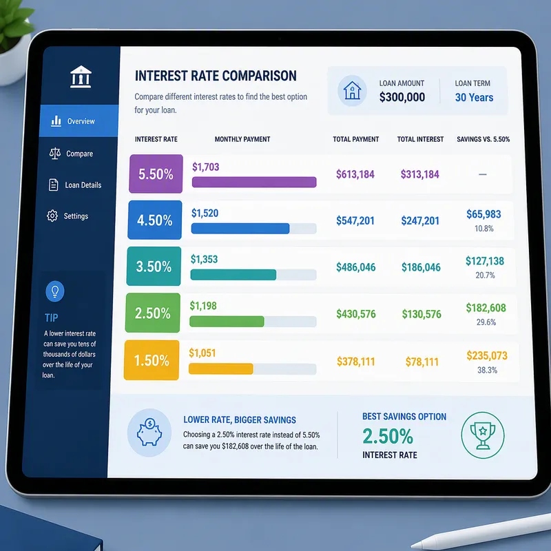 Digitaalinen tabletti näyttää vertailutaulukoita ja korkoja Digitaalinen tabletti näyttää vertailutaulukoita ja korkoja