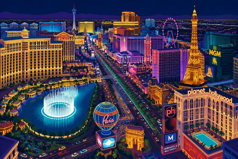 Las Vegasin katuja ja hotelleja yöllä