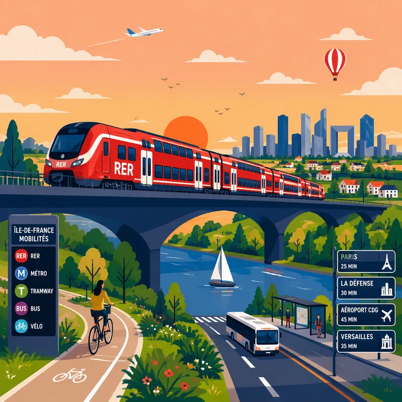 RER-juna matkalla kohti Disneylandin aluetta
