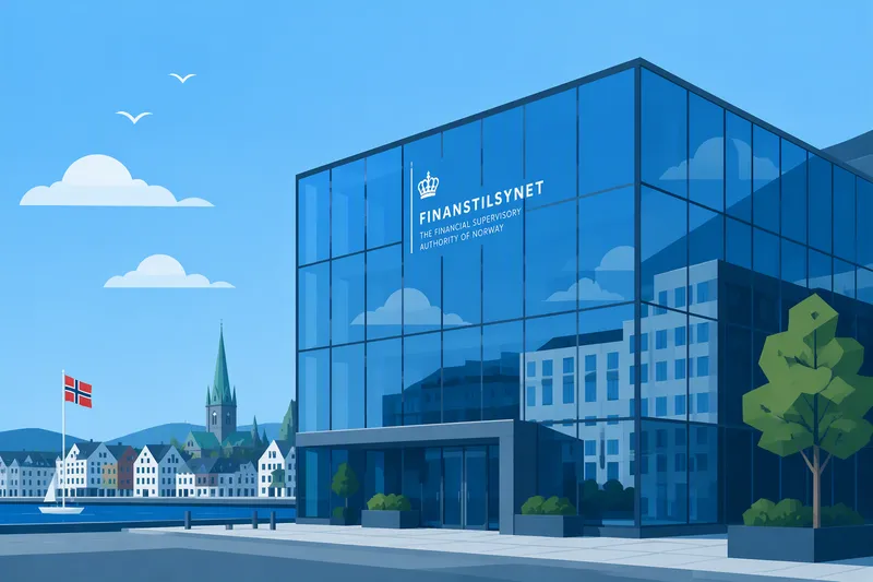 Moderni toimistorakennus ja kirkas taivas Norjassa Moderni toimistorakennus ja kirkas taivas Norjassa