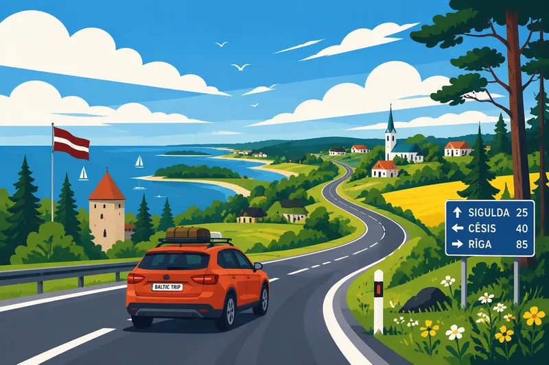 Maisematie Baltiassa edustamassa autolomailua