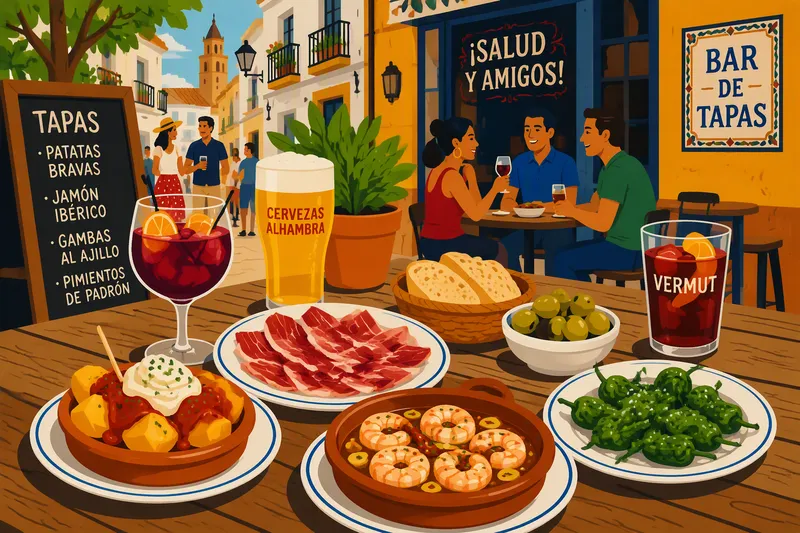 Espanjalaisia tapaksia ja juomia ulkoilmassa