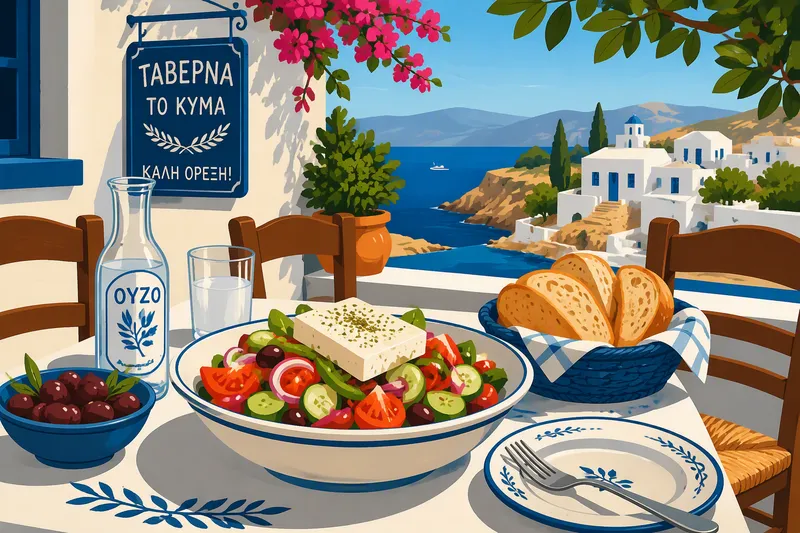 Perinteinen kreikkalainen taverna terassilla Perinteinen kreikkalainen taverna terassilla