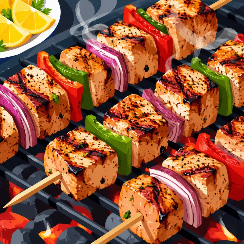 Grillattua souvlakia hiilloksella Grillattua souvlakia hiilloksella