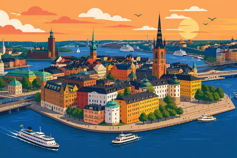 Historiallinen vanhakaupunki Tukholmassa veden äärellä Historiallinen vanhakaupunki Tukholmassa veden äärellä