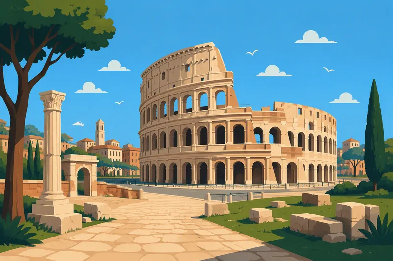 Rooman Colosseum antiikin arkkitehtuuria auringonpaisteessa Rooman Colosseum antiikin arkkitehtuuria auringonpaisteessa