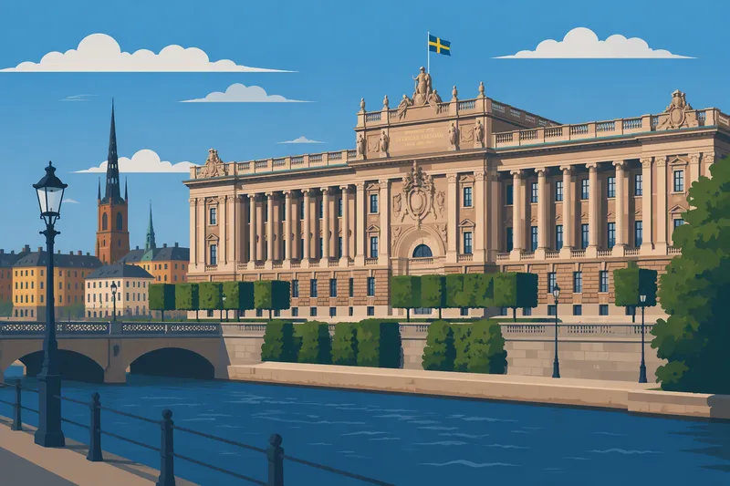 Historiallinen taidemuseorakennus Tukholmassa aurinkoisena päivänä
