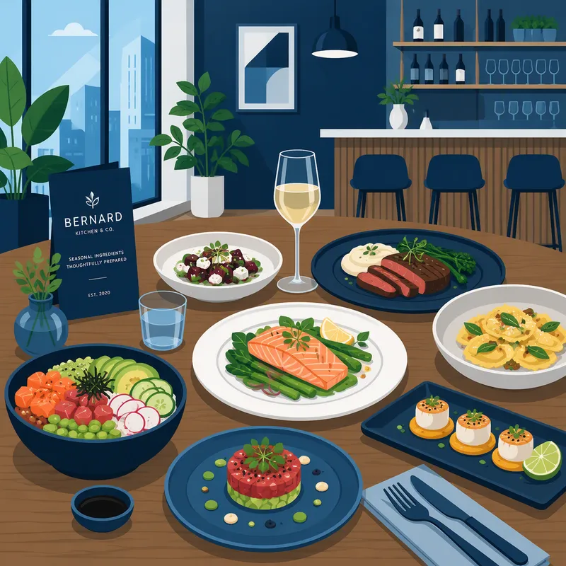 Ravintola-annoksia pöydässä Ravintola-annoksia pöydässä